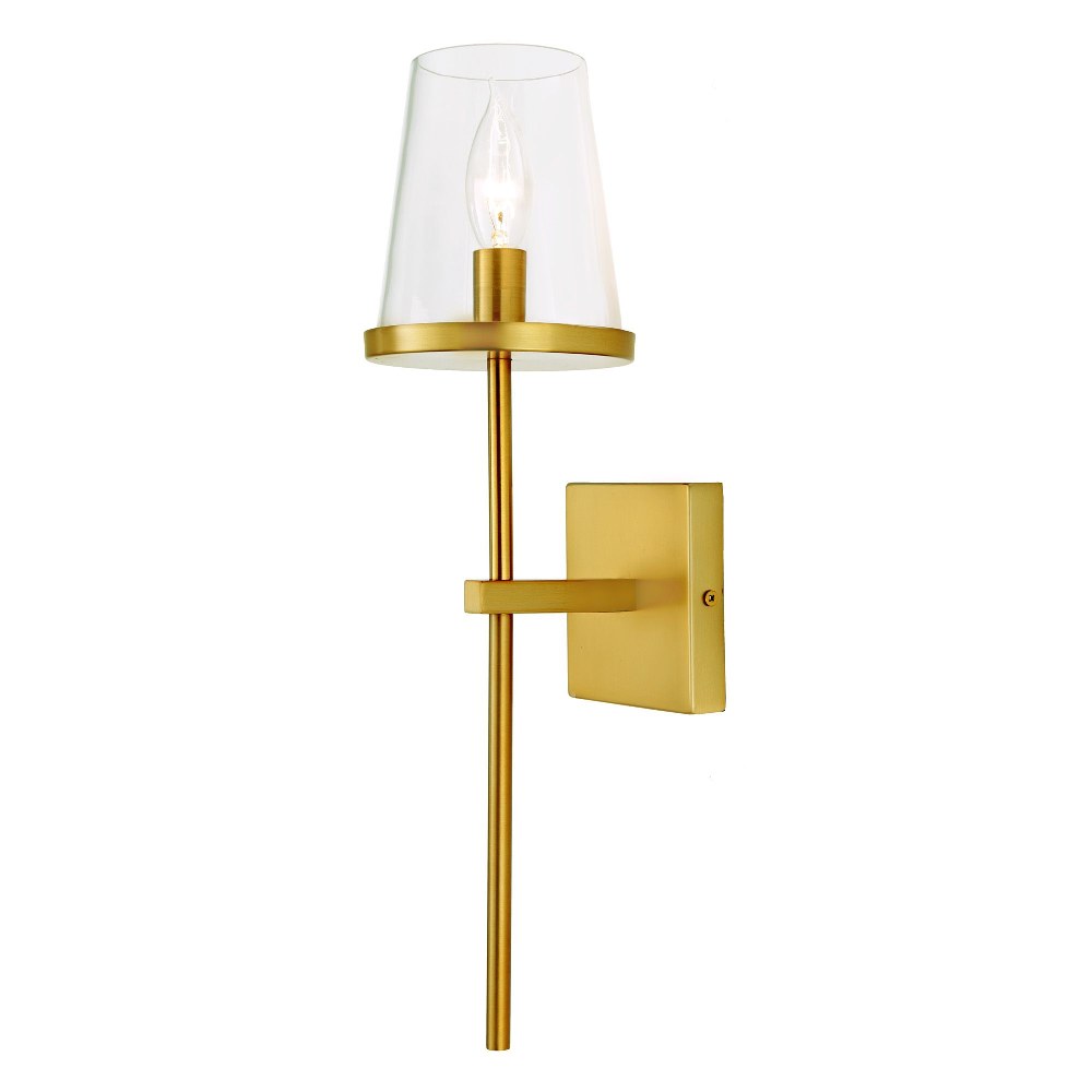 JVI Designs-1274-10-Kent - 5 Inch 1 Light Wall Sconce Satin Brass  Oil Rubbed Bronze Finish with Clear Cone Glass