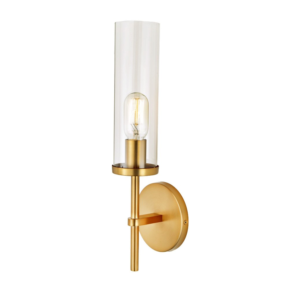 JVI Designs-1277-10-Alford - 1 Light Bath Vanity Satin Brass  Satin Brass Finish with Clear Cylinder Glass