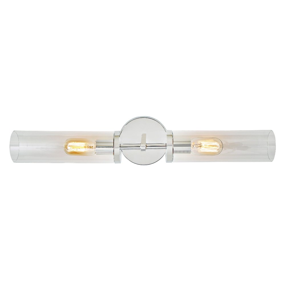 JVI Designs-1278-15-Alford - 2 Light Bath Vanity Polished Nickel  Satin Brass Finish with Clear Cylinder Glass