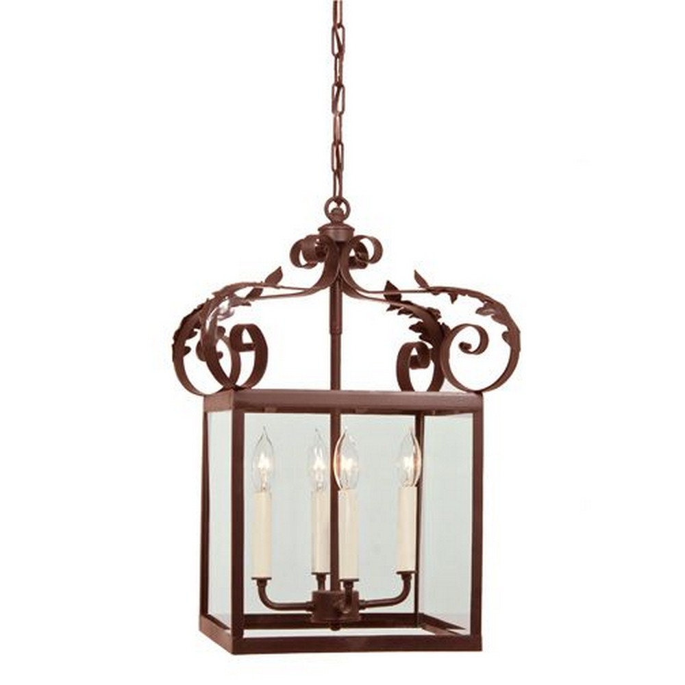 JVI Designs-3012-22-Four Light Large Pendant   Rust Finish with Clear Glass