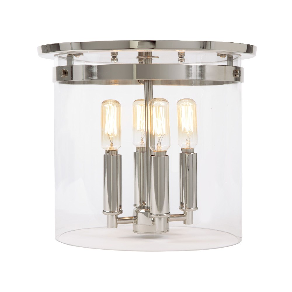 JVI Designs-3022-15-Roxbury - 4 Light Flush Mount Polished Nickel  Oil Rubbed Bronze Finish with Clear Cylinder Glass