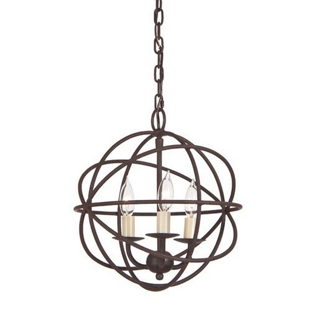 JVI Designs-3030-22-Three Light Globe Chandelier   Rust Finish