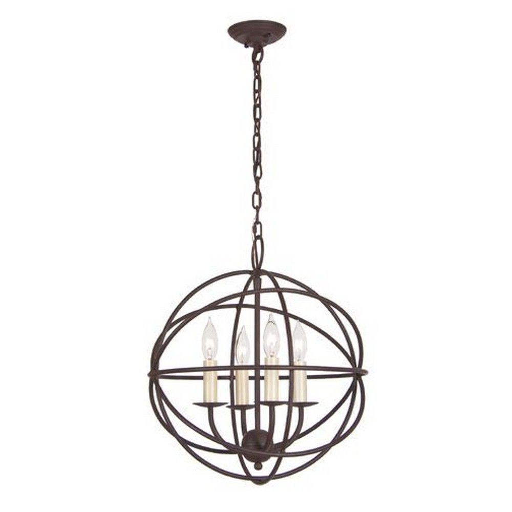 JVI Designs-3031-22-Four Light Globe Chandelier   Rust Finish