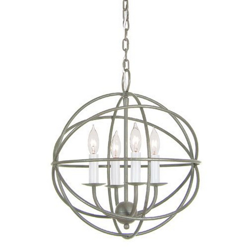 JVI Designs-3031-23-Four Light Globe Chandelier   Aged Silver Finish