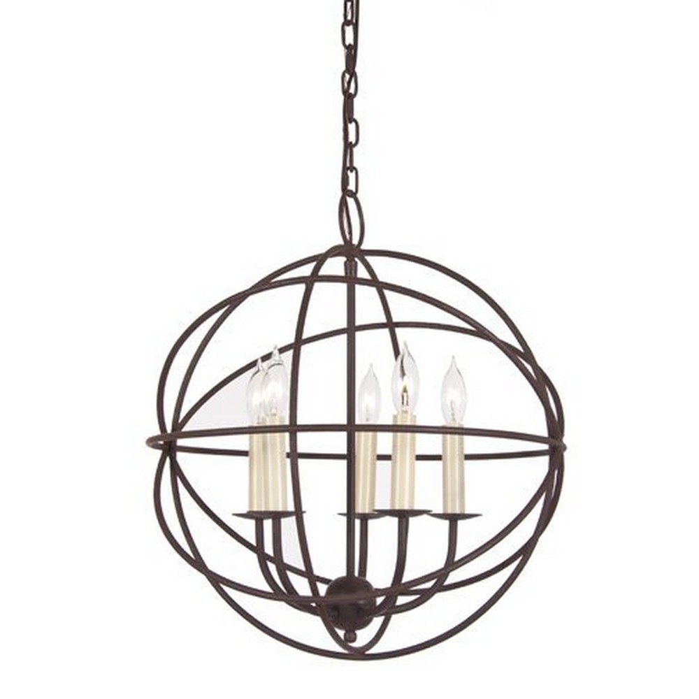 JVI Designs-3032-22-Five Light Globe Chandelier   Rust Finish