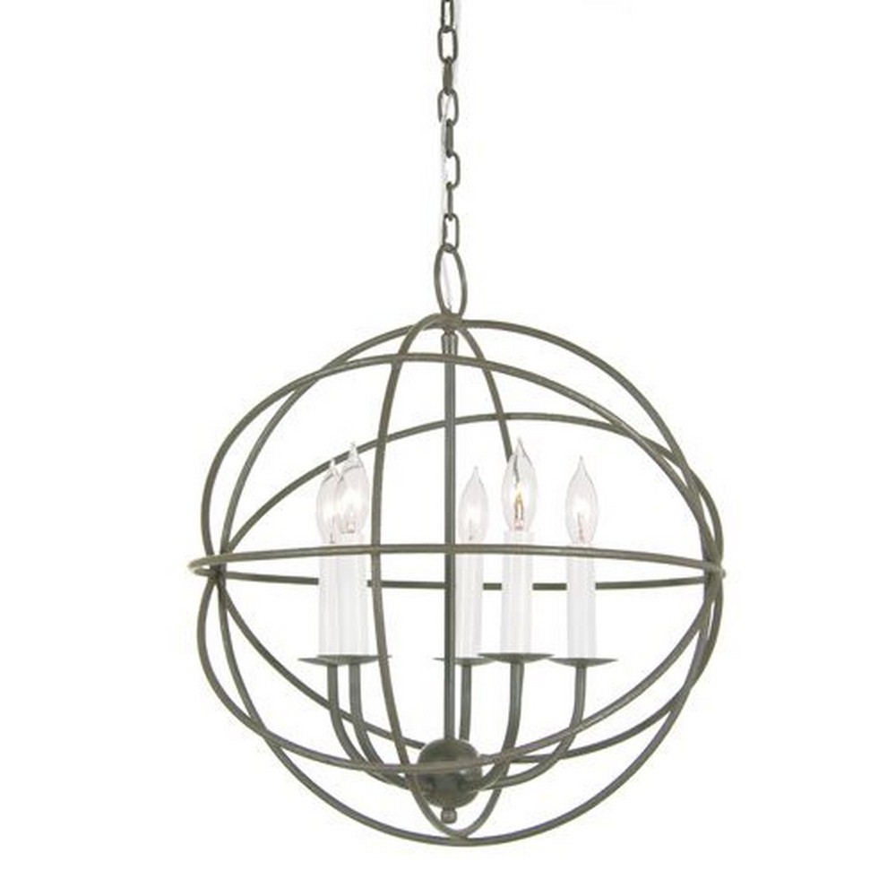 JVI Designs-3032-23-Five Light Globe Chandelier   Aged Silver Finish
