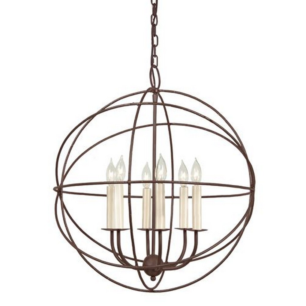 JVI Designs-3033-22-Six Light Globe Chandelier   Rust Finish