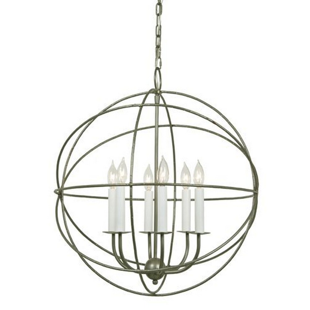 JVI Designs-3033-23-Six Light Globe Chandelier   Aged Silver Finish