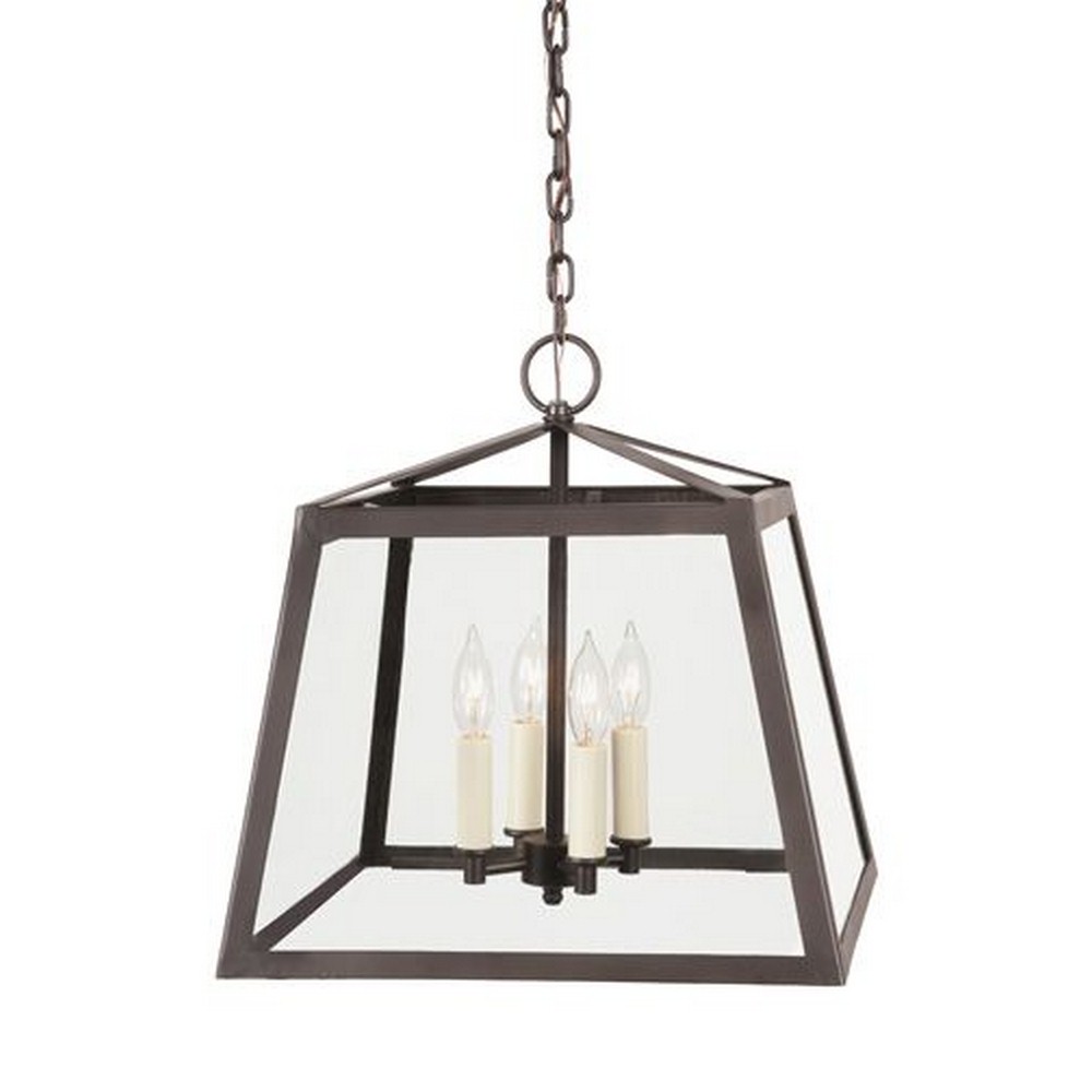 JVI Designs-3037-08-Troy - Four Light Large Foyer   Oil Rubbed Bronze Finish with Clear Glass