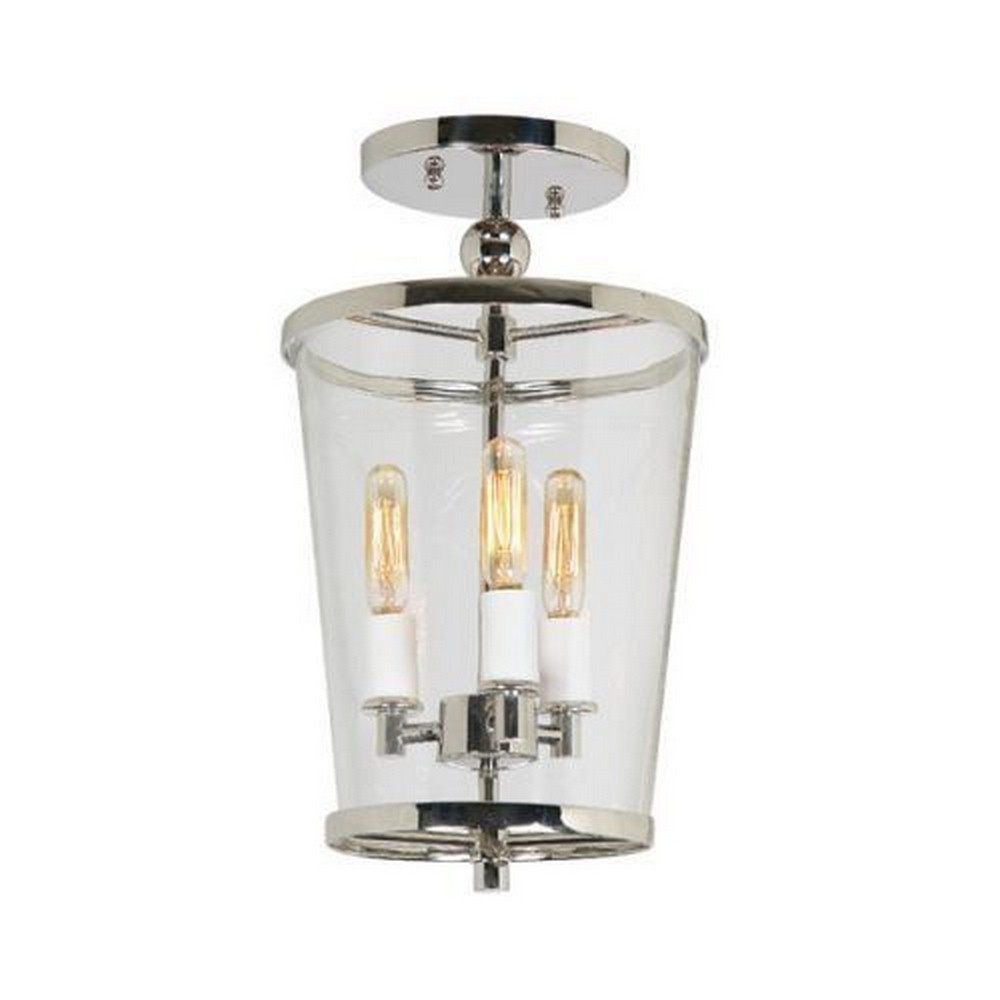 JVI Designs-3053-15-Charleston - Three Light Medium Semi-Flush Mount Polished Nickel  Polished Nickel Finish with Clear Glass