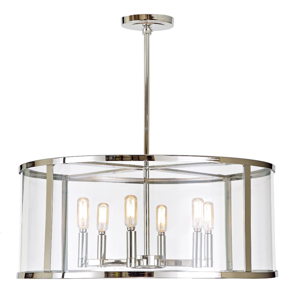 JVI Designs-3062-15-Bryant - 6 Light Pendant Polished Nickel  Oil Rubbed Bronze Finish with Clear Glass