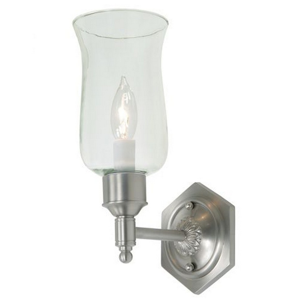 JVI Designs-324-17-One Light Wall Sconce   Pewter Finish with Chimney Shade