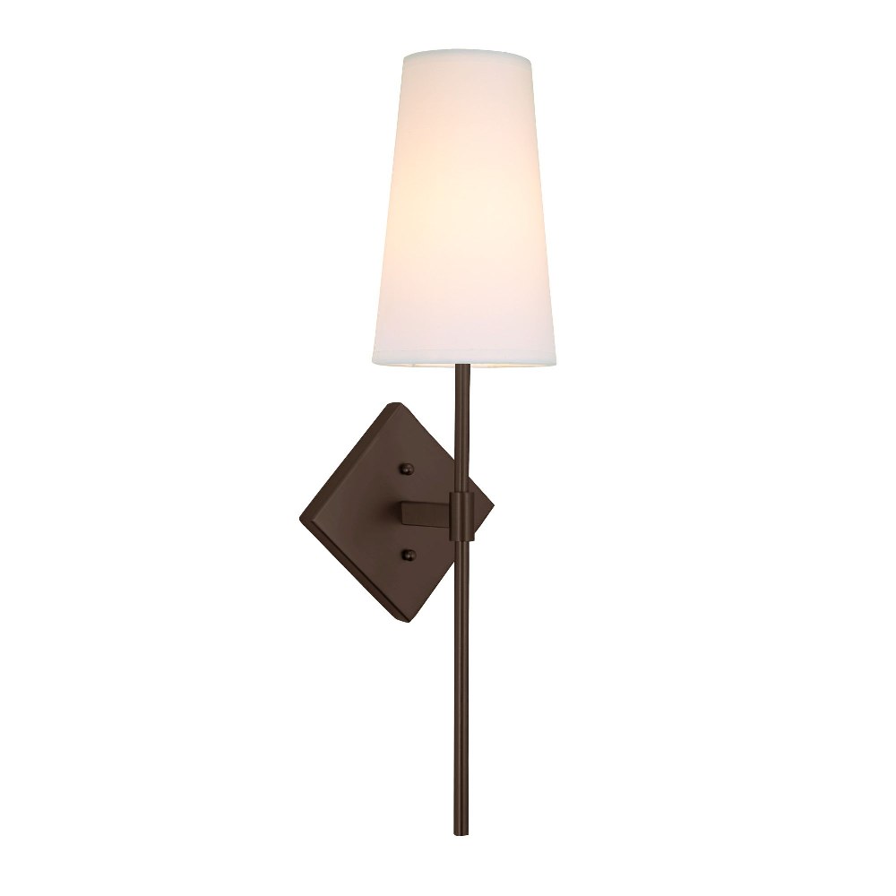 JVI Designs-435-08-Astor - 1 Light Wall Sconce   Oil Rubbed Bronze Finish with White Cone Fabric Shade