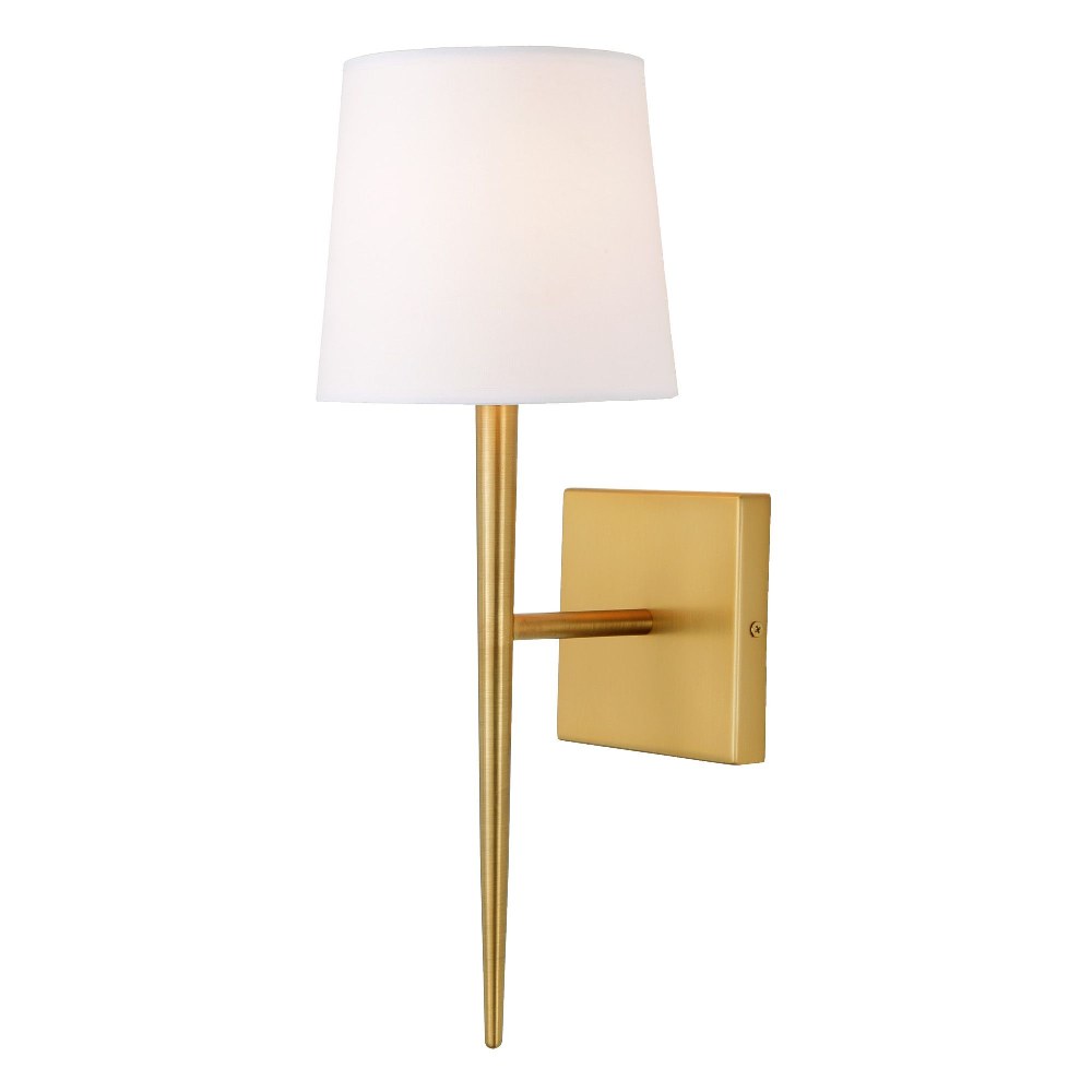 JVI Designs-443-10-Marcus - 1 Light Wall Sconce Satin Brass  Satin Brass Finish with Cylindrical Fabric Shade Shade