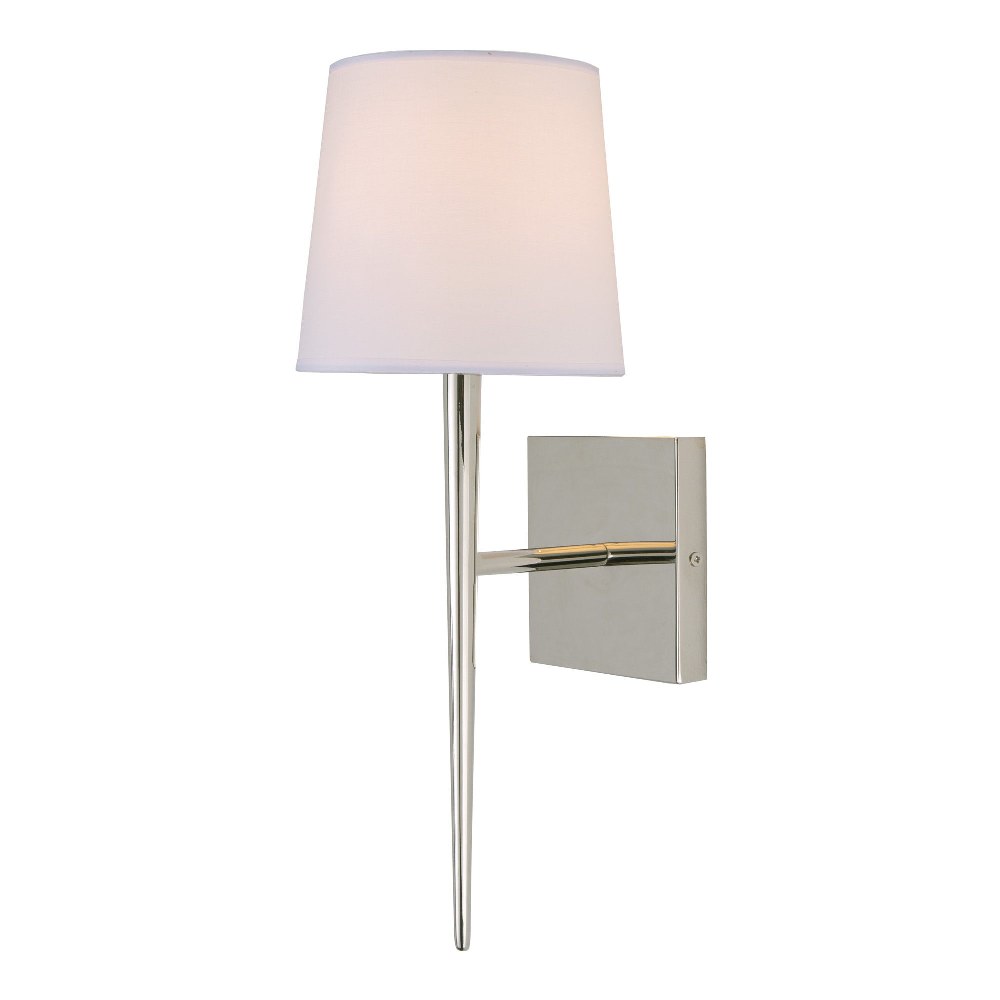 JVI Designs-443-15-Marcus - 1 Light Wall Sconce Polished Nickel  Satin Brass Finish with Cylindrical Fabric Shade Shade