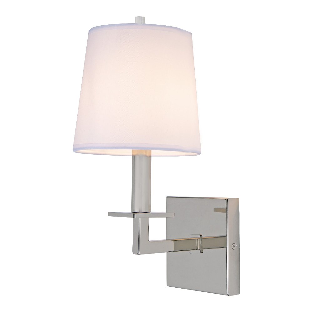 JVI Designs-447-15-Lisbon - 1 Light Wall Sconce Polished Nickel  Satin Brass Finish with Cylindrical Fabric Shade Shade