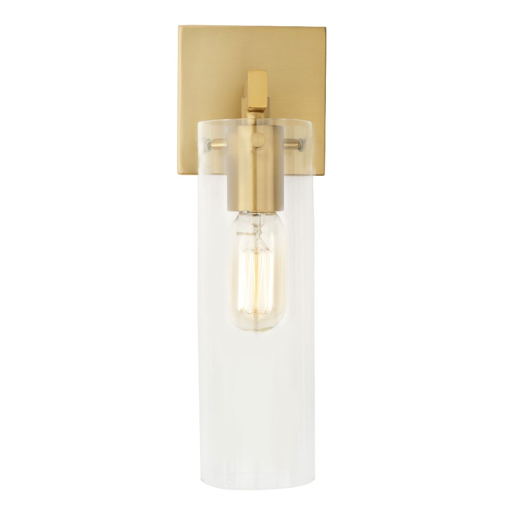 JVI Designs-452-10-Warick - 1 Light Bath Vanity Satin Brass  Oil Rubbed Bronze Finish with Clear Cylindrical Glass