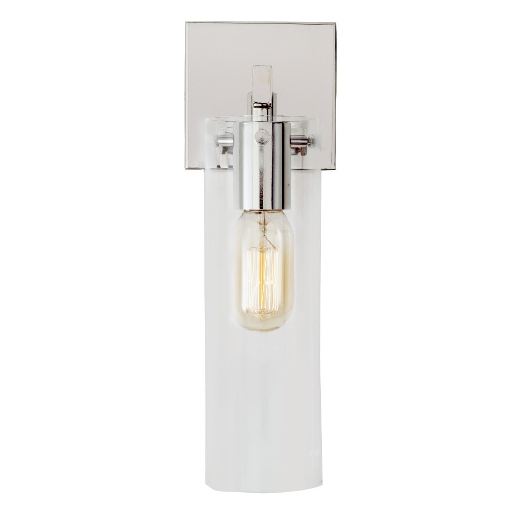 JVI Designs-452-15-Warick - 1 Light Bath Vanity Polished Nickel  Oil Rubbed Bronze Finish with Clear Cylindrical Glass