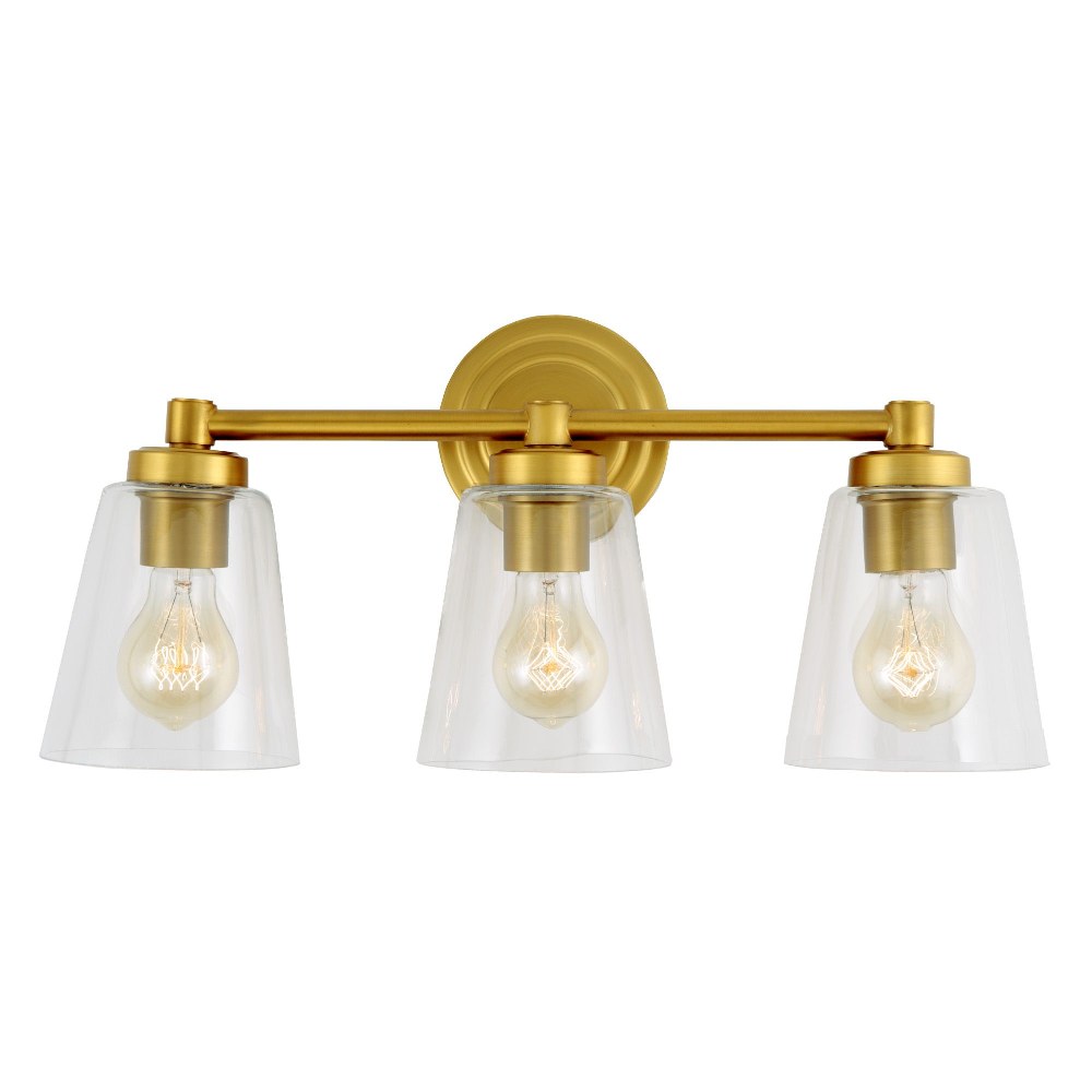 JVI Designs-463-10-Wilshire - 3 Light Bath Vanity Satin Brass  Oil Rubbed Bronze Finish with Clear Cone Glass