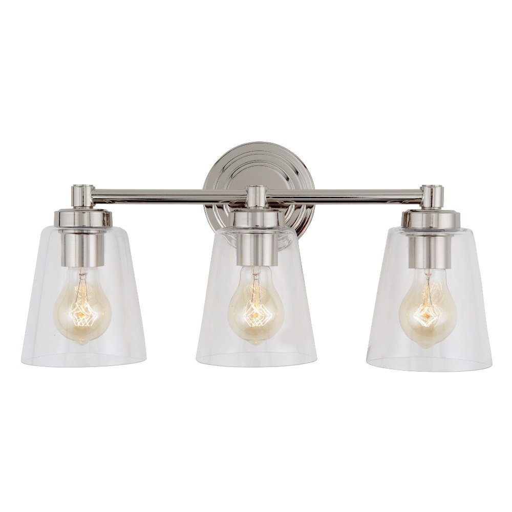 JVI Designs-463-15-Wilshire - 3 Light Bath Vanity Polished Nickel  Oil Rubbed Bronze Finish with Clear Cone Glass