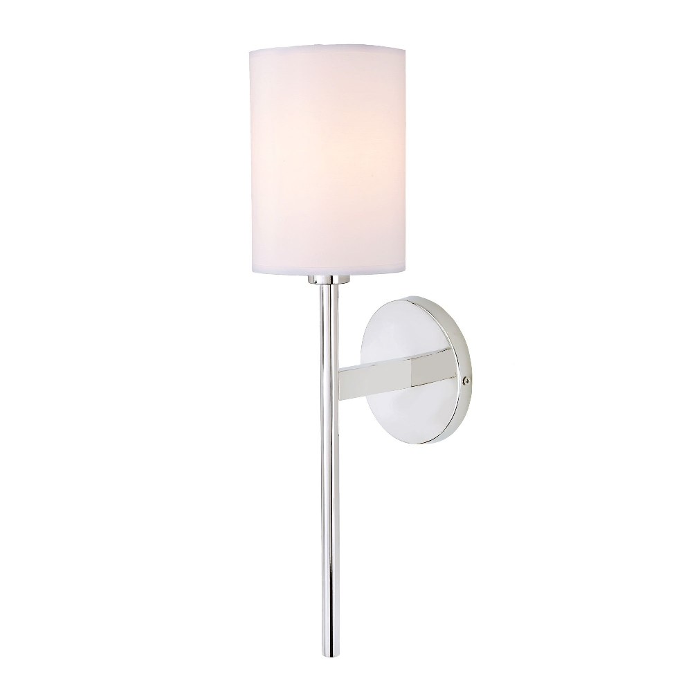 JVI Designs-535-15-Larchmont - 1 Light Wall Sconce Polished Nickel  Satin Brass Finish with White Cylindrical Fabric Shade