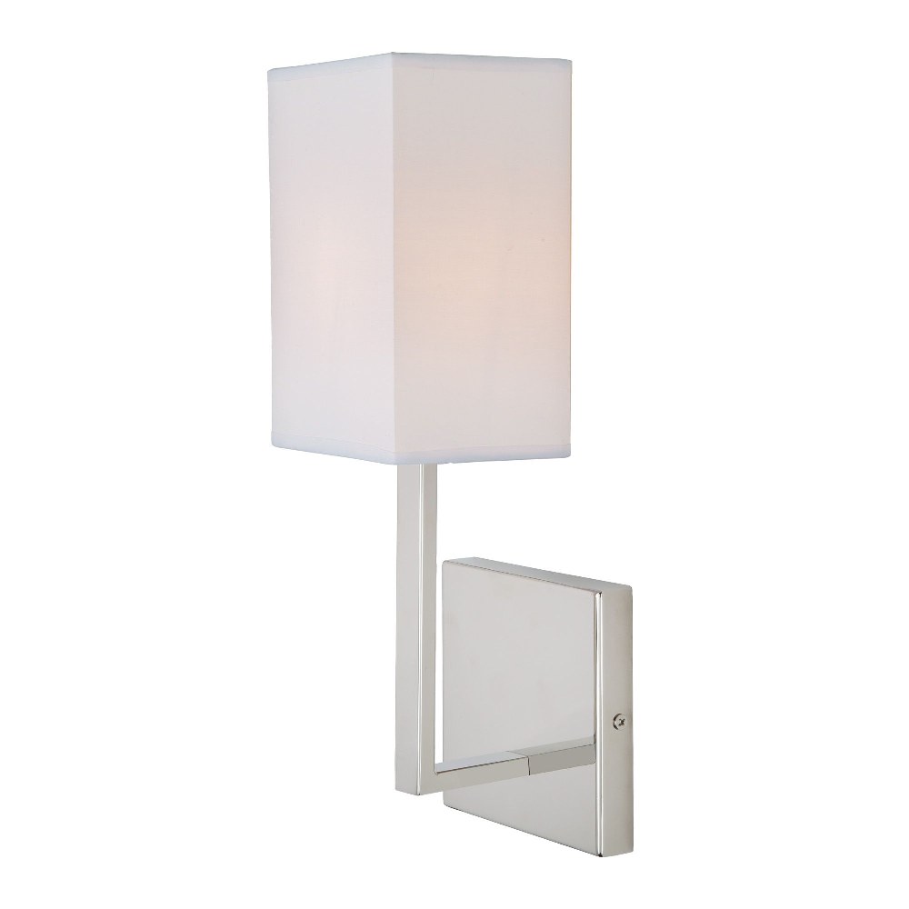 JVI Designs-540-15-Lisbon - 1 Light Wall Sconce Polished Nickel  Satin Brass Finish with White Rectangle Fabric Shade