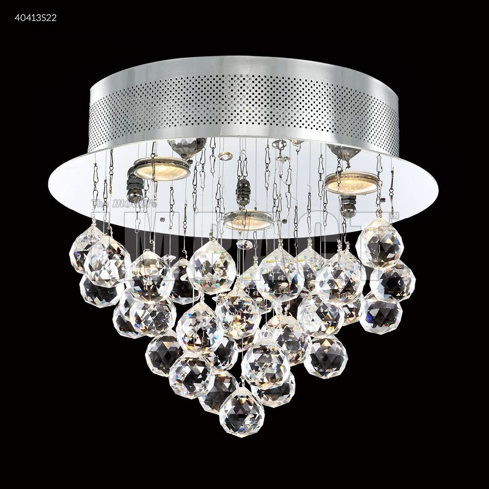 James Moder Lighting-40413S22-Crystal Rain - Three Light Flush Mount Imperial Silver Silver Finish with Imperial Clear Crystal