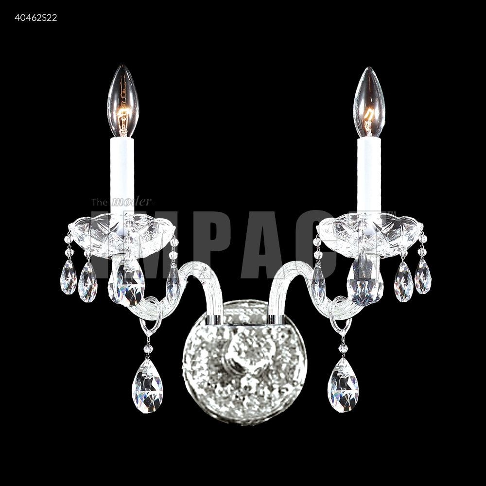 James Moder Lighting-40462S22-Place Ice - 15 Inch Two Light Wall Sconce   Silver Finish with Imperial Clear Crystal