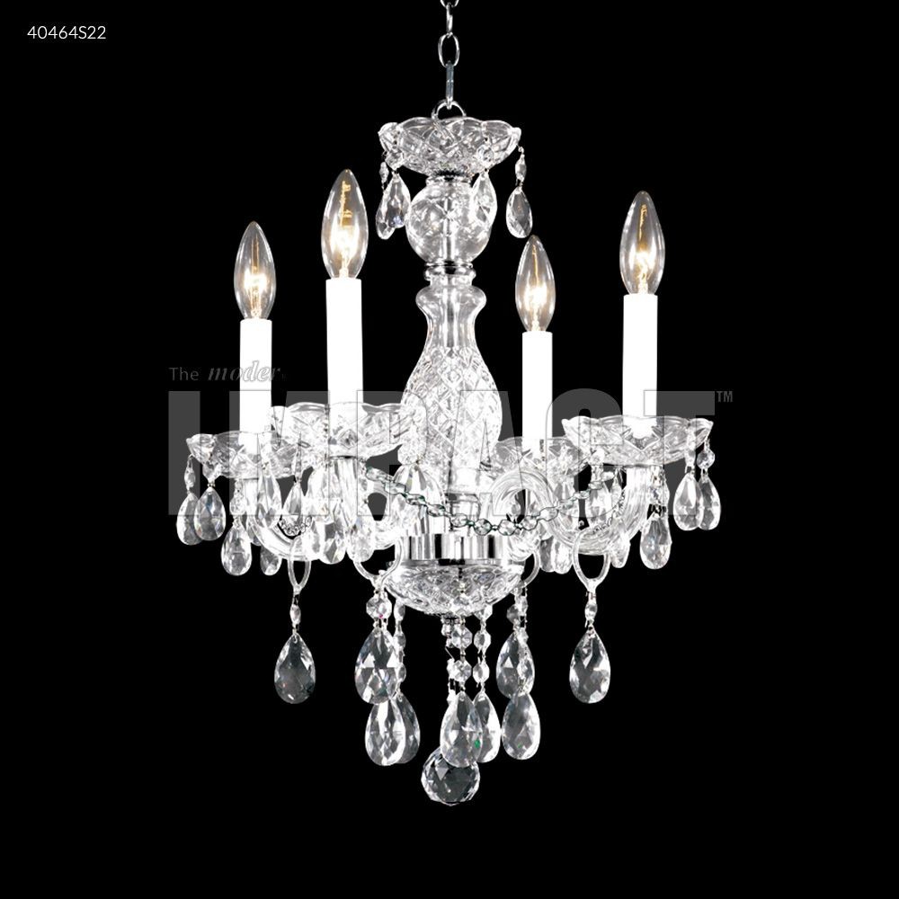 James Moder Lighting-40464S22-Place Ice - 16 Inch Four Light Chandelier   Silver Finish with Imperial Clear Crystal