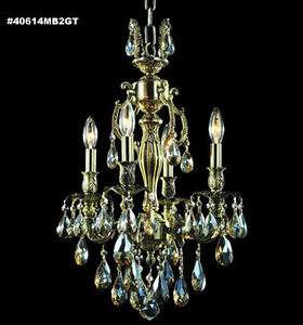 James Moder Lighting-40614MB2GT-Impact Sierra - Four Light Chandelier Golden Teak Imperial Golden Teak Imperial Crystal