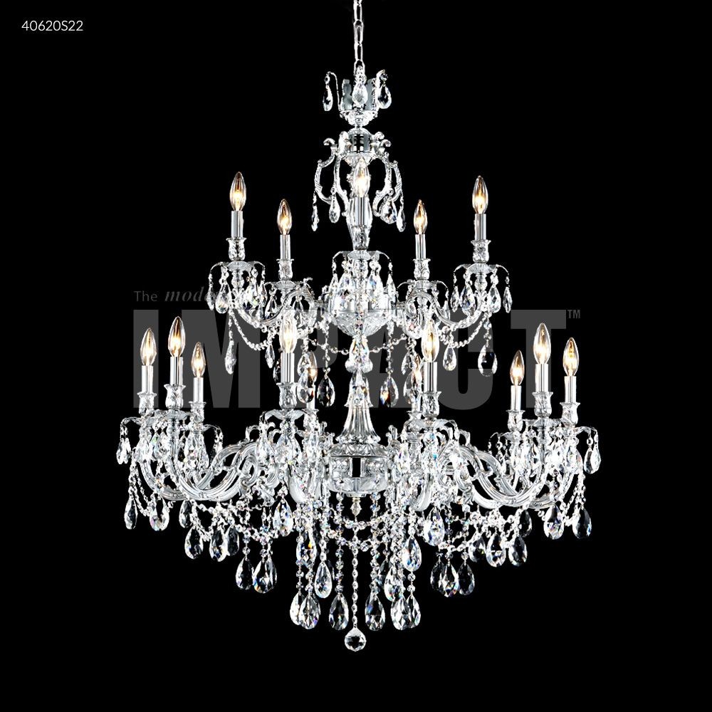 James Moder Lighting-40620S22-Brindisi - Fifteen Light Chandelier Clear Imperial Silver Finish with Imperial Golden Teak Crystal