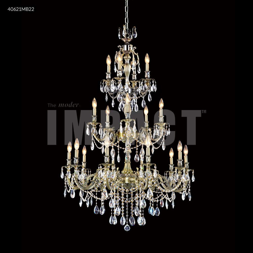 James Moder Lighting-40621MB22-Brindisi - 36 Inch Twenty Light Large Entry Chandelier Clear Imperial Monaco Bronze Finish with Imperial Golden Teak Crystal