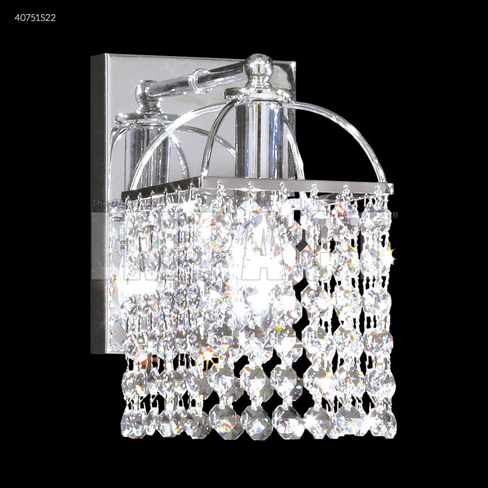 James Moder Lighting-40751S22-Contemporary - 8 Inch One Light Wall Sconce   Silver Finish with Imperial Clear Crystal
