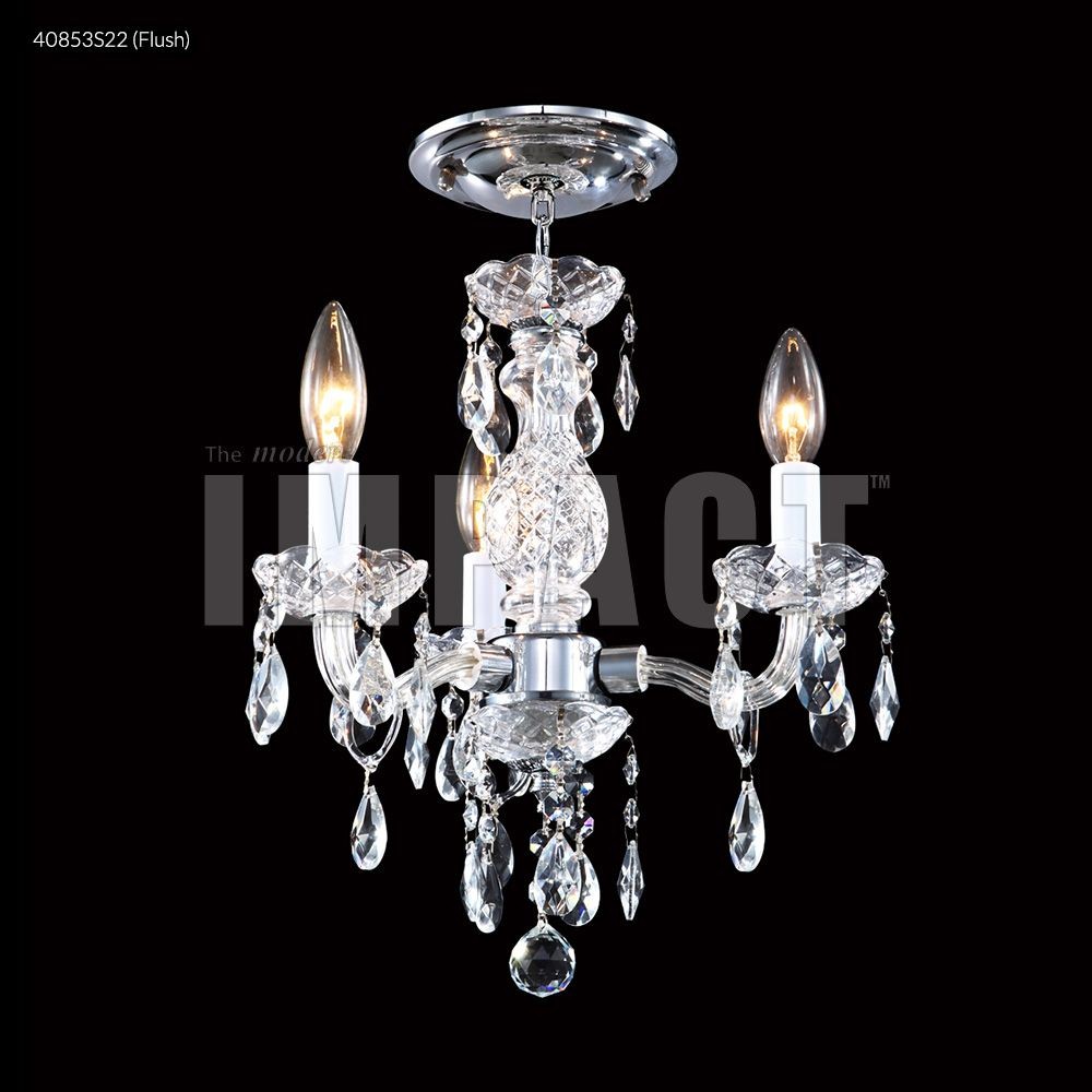 James Moder Lighting-40853S22-12 Inch Three Light Chandelier   Silver Finish with Imperial Clear Crystal