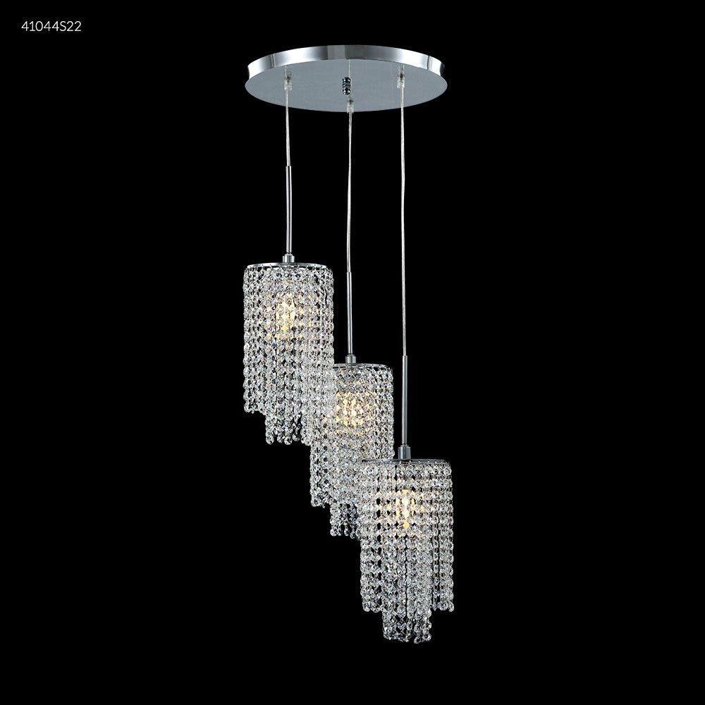 James Moder Lighting-41044S22-Contemporary - Three Light Offset Crystal Chandelier Imperial Silver Clear Swarovski Crystal