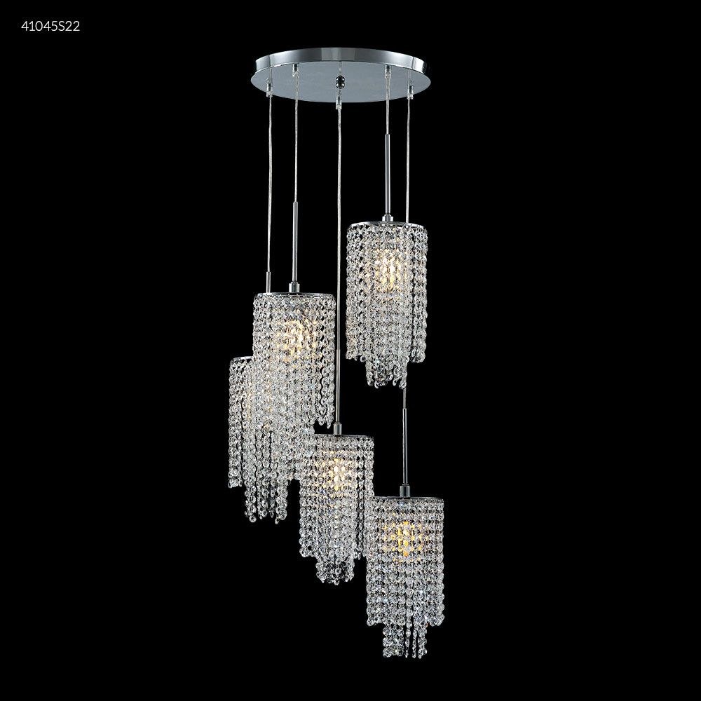 James Moder Lighting-41045S22-Contemporary - Five Light Crystal Chandelier Imperial Silver Clear Swarovski Crystal
