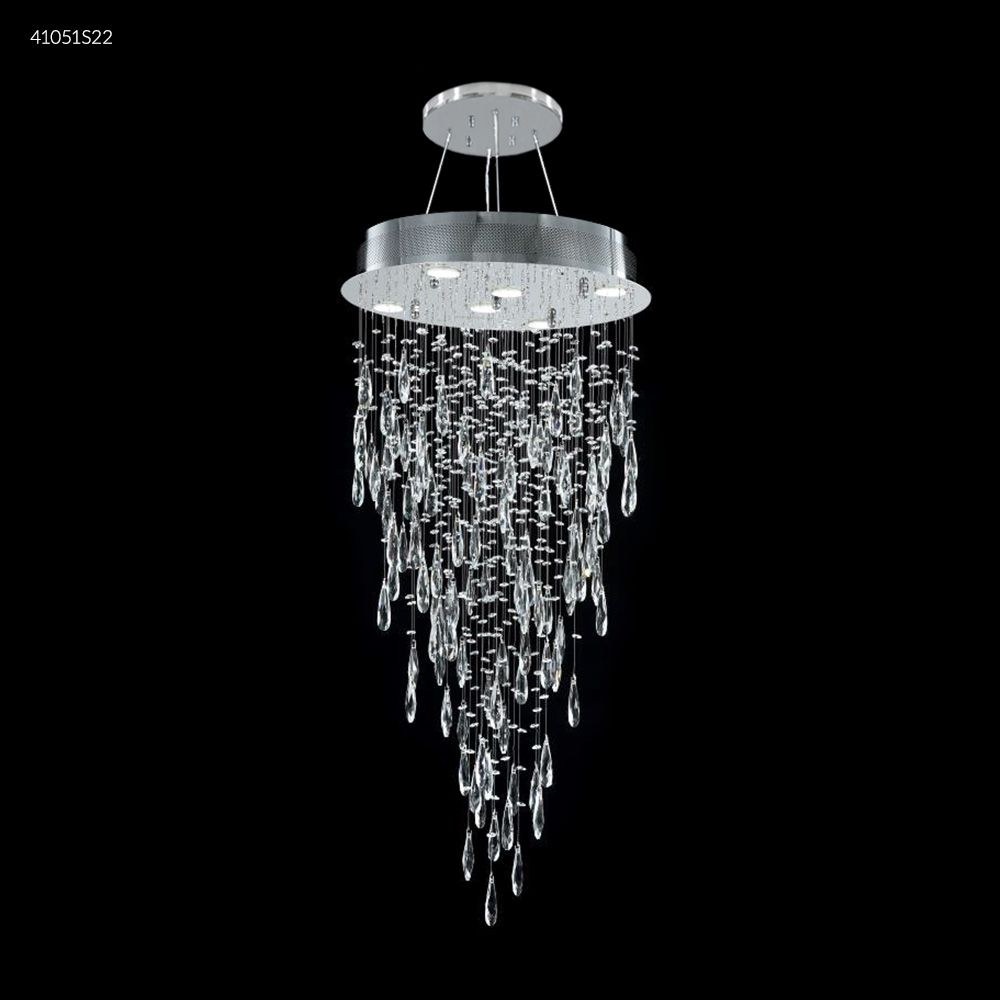 James Moder Lighting-41051S22-Crystal Rain - Six Light Crystal Chandelier Imperial Silver Clear Swarovski Crystal