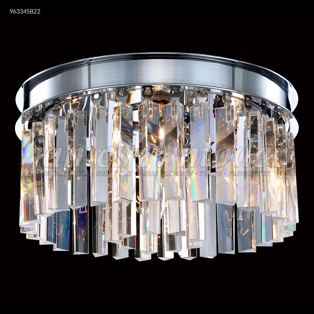 James Moder Lighting-96334SB22-Europa - Four Light Flush Mount   Satin Black Finish with Imperial Clear Crystal