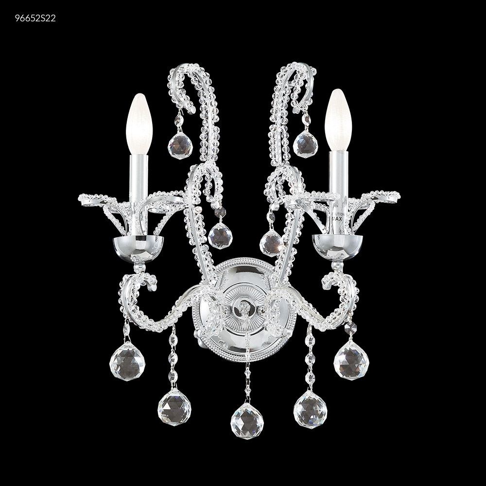 James Moder Lighting-96652S22-Pearl - Two Light Crystal Bead Chandelier Silver Imperial Clear Swarovski Crystal