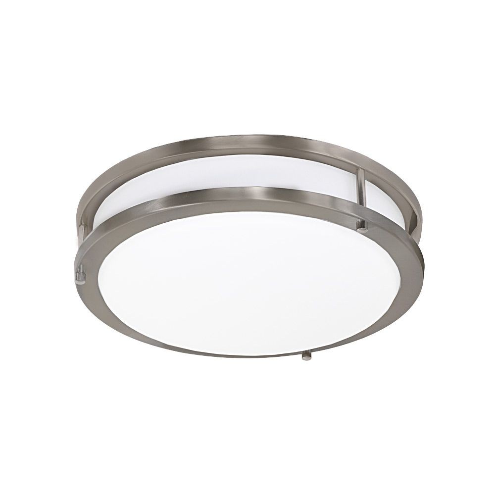 Jesco Lighting-CM403PS-4090-BN-Envisage - 11.38 Inch 15W 4000K 1 LED Small Round Flush Mount Brushed Nickel Finish with White Acrylic Glass