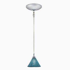 Jesco Lighting-KIT-QAP212-TQ-A-Halle - One Light Quick Adapt Low-Voltage Pendant Kit   Satin Nickel Finish with Turquoise Glass