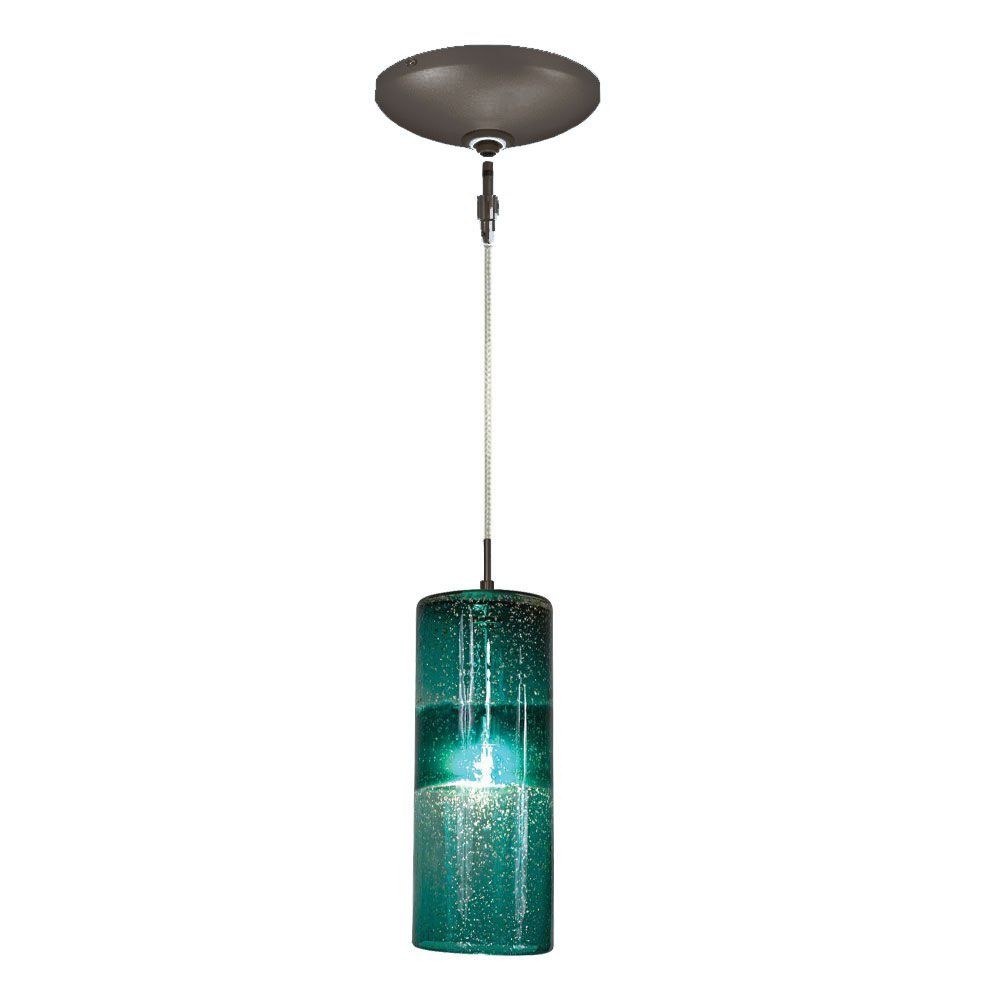 Jesco Lighting-KIT-QAP408-TEBZ-One Light 11.88 Inch Low Voltage Pendant with Canopy Kit   Bronze Finish with Teal Glass