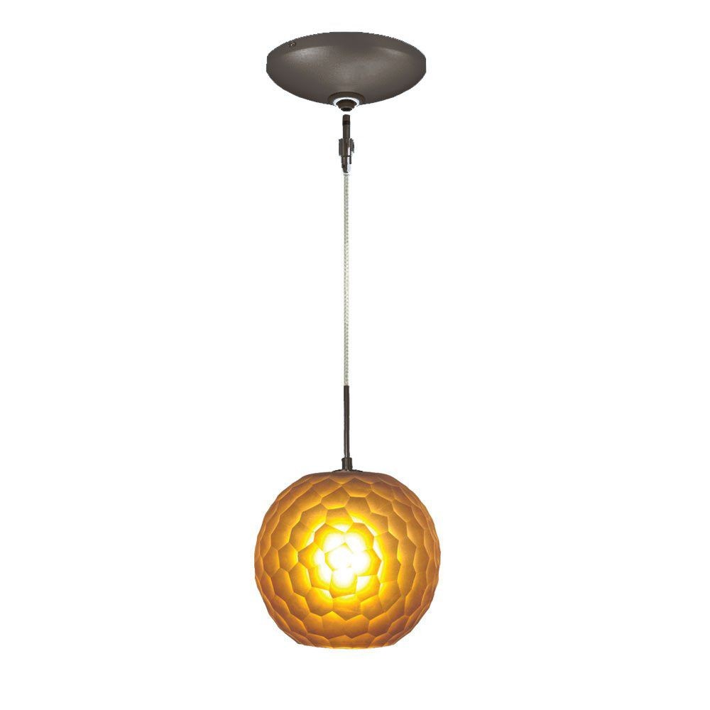 Jesco Lighting-KIT-QAP409-AMBZ-Envisage VI - One Light Low Volt Pendant with Canopy Kit   Bronze Finish with Amber Glass