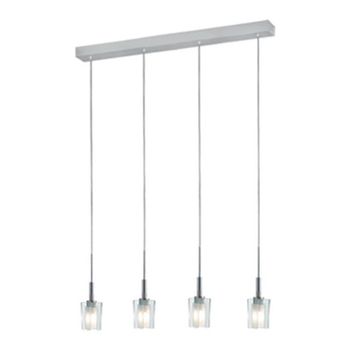 Jesco Lighting-PD301-4-Akina - Four Light Pendant   Satin Nickel Finish with Frosted Glass