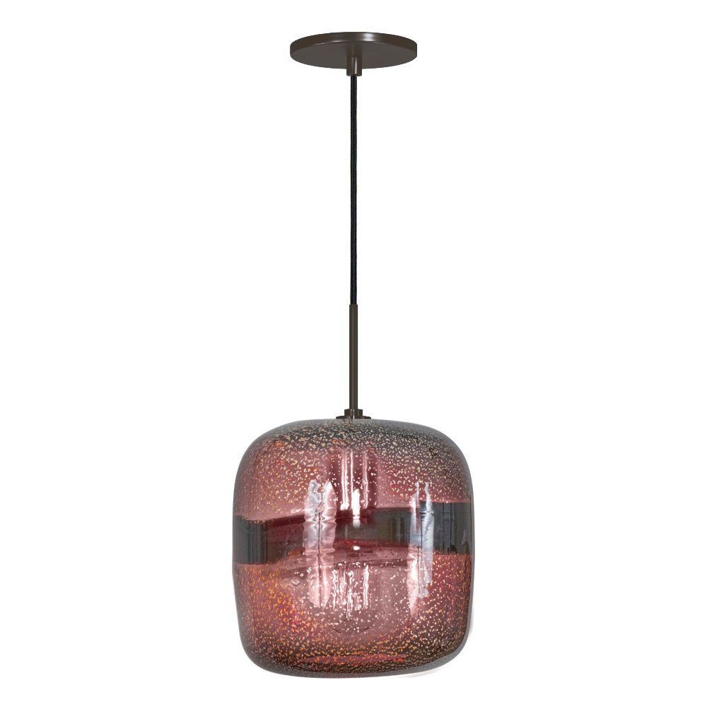 Jesco Lighting-PD407-PU/BZ-One Light Line Voltage Pendant with Canopy Bronze Purple Bronze Finish with Teal Glass