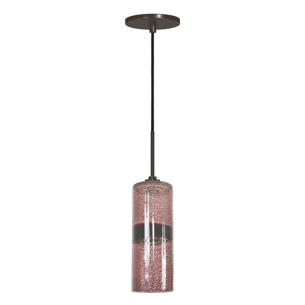 Jesco Lighting-PD408-PU/BZ-One Light Line Volt Pendant with Canopy   Bronze Finish with Purple Glass