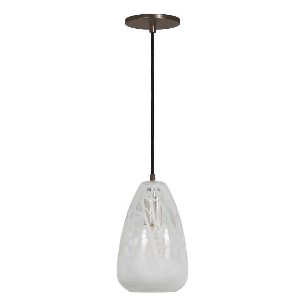 Jesco Lighting-PD412-CLWH/BZ-One Light Line 60W Voltage Pendant with Canopy   Bronze Finish with Clear/White Glass
