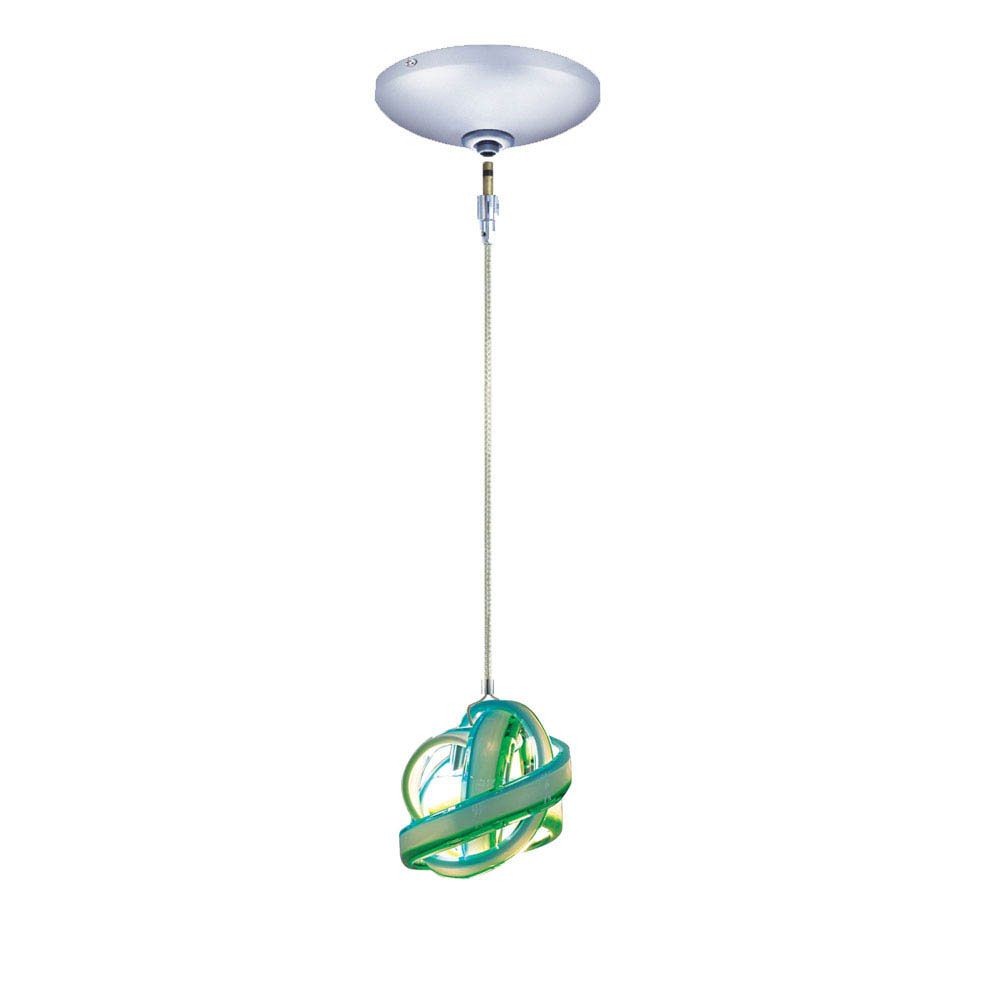 Jesco Lighting-KIT-QAP404-BUGNCH-One Light Low Voltage Pendant with Canopy Kit   Chrome Finish with Blue Green Glass