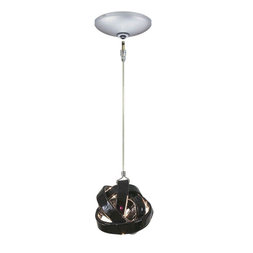 Jesco Lighting-KIT-QAP404-CLBKSN-One Light Low Voltage Pendant with Canopy Kit   Satin Nickel Finish with Clear/Black Glass