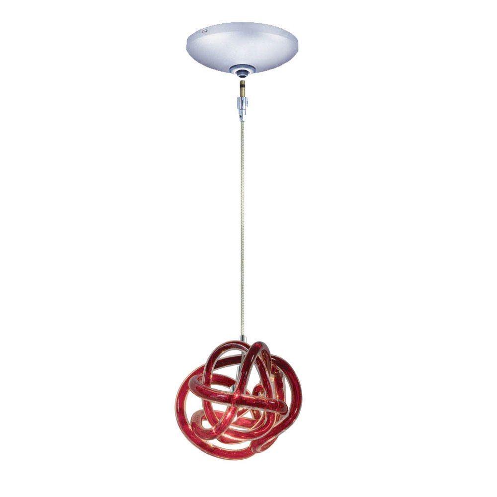 Jesco Lighting-KIT-QAP405-RDCH-One Light Low Voltage Pendant with Canopy Kit   Chrome Finish with Red Glass